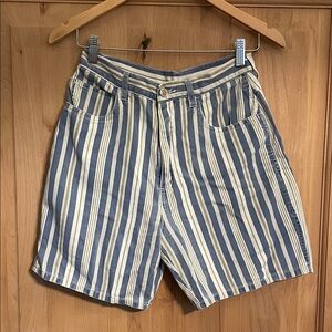 Vintage bill blass Blue and White Striped Jean Shorts